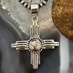 Sterling Silver Southwestern Style Round Wild Horse Unisex Zia Pendant #3